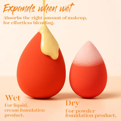 Miniatura 6 de BEAKEY Juego de 5 esponjas de maquillaje, microporosas, de baja absorción, suave, sin látex, esponja de belleza y licuadoras para crema en polvo