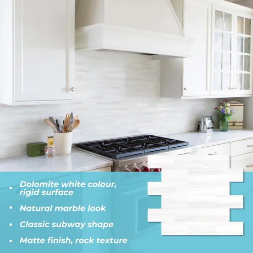 Miniatura 2 de STICKGOO 10 hojas de azulejos de metro para salpicaduras de cocina de aspecto de mármol blanco estrella, azulejos de pared de salpicaduras de cocina