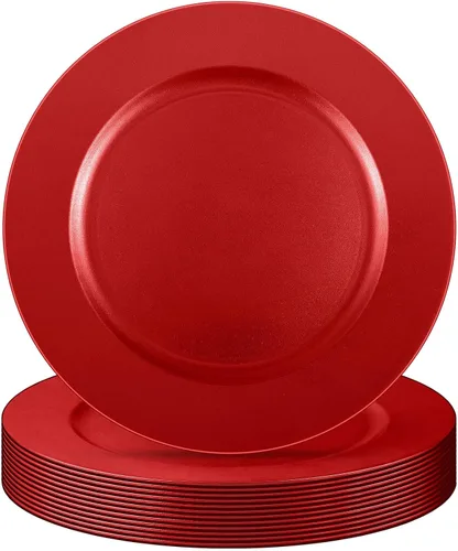 Miniatura 30 de Tanlade 50 Platos Base Plateados al Por Mayor, Plato Base Redondo de Plástico de 13", Platos Base Brillantes Plateados para Mesa, Platos de Servicio