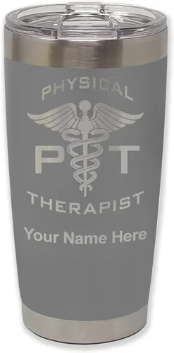 Miniatura 33 de LaserGram PT Physical Therapeut, vaso aislado al vacío de 20 onzas, grabado personalizado incluido (negro)