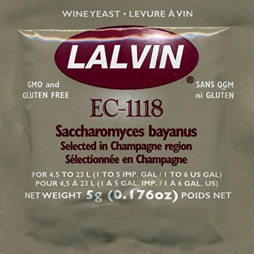 Lalvin EC-1118 Levadura de vino, 0.18 oz de Lalvin