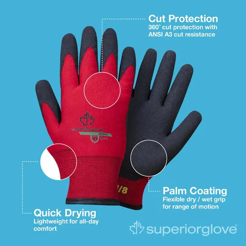 Miniatura 3 de Superior Glove Guantes de Trabajo de Invierno - Con Forro Polar con Palmas de Agarre Firme Negras (Temperaturas Frías) Guantes para Congelador