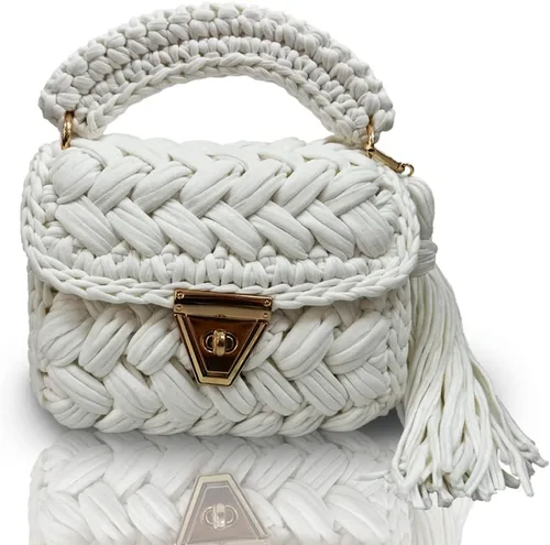 CHQEL Bolso de noche tipo clutch para mujer, bolso de fiesta de boda hecho a mano con crochet, pequeño bolso cruzado formal con solapa para la noche