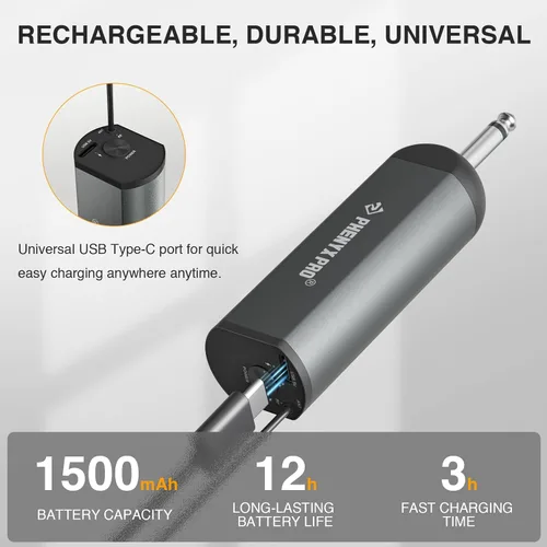 Miniatura 5 de Phenyx Pro Sistema de micrófono inalámbrico digital único, con mini receptor, transmisor de bolsillo, 15 canales en banda UHF de 900 MHz, micrófono