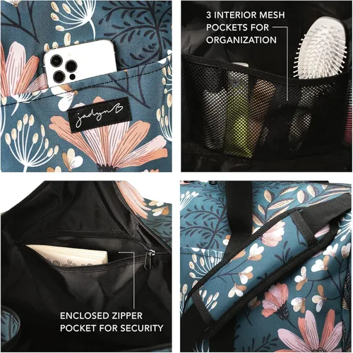 Miniatura 4 de Jadyn - Bolsa grande de lona de mujer para fin de semana, 22in, con bolsillo para zapatos, bolsa de viaje