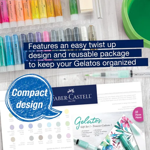 Miniatura 5 de Faber-Castell Set de regalo Gelatos: 28 crayones de gel de acuarela y suministros de arte para pintura, dibujo y diario, lápices de pigmentos