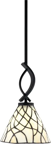 Miniatura 65 de Toltec Lighting Cavella Stem Colgado Mini colgante, acabado grafito, vidrio de muselina blanca de 4 pulgadas