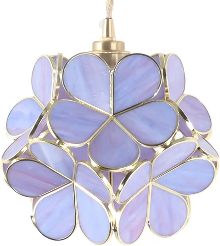 Miniatura 18 de Bieye L10749 - Lámpara colgante de techo de vidrio manchado estilo Tiffany con pantalla de 8 pulgadas de ancho (naranja, 8" flor de cerezo)