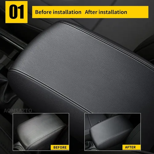 Miniatura 2 de AOMSAZTO Fundas para consola para 2008-2014 Toyota Highlander Fundas para reposabrazos para Toyota Highlander Negro con costuras negras
