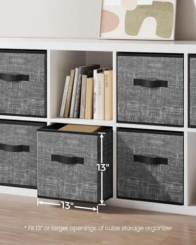 Miniatura 5 de SONGMICS Cubos de almacenamiento y organizador grande de almacenamiento de 6 cubos, contenedores de tela no tejida de 13 pulgadas con asas dobles