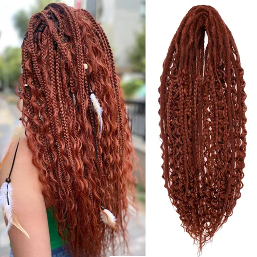 Miniatura 17 de Leeven Extensiones de rastas grises de 40 hebras de 18 pulgadas con terminación única hechas a mano, extensiones de rastas suaves de 0.6 cm