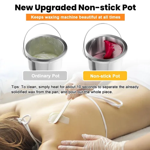 Miniatura 6 de Kit profesional de depilación, máquina calentadora de cera con olla doble, gran capacidad para sala de spa y uso doméstico, ollas antiadherentes