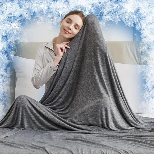 Miniatura 14 de CHOSHOME Manta refrescante para personas que duermen con calor – Manta de verano fina, suave, ligera, transpirable, doble cara mejorada para Beige