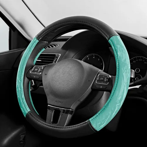 Miniatura 13 de PIC AUTO Funda para volante, protector de volante de automóvil de cuero de grano de seda, agarre cómodo, universal de 14.5 a 15.5 pulgadas