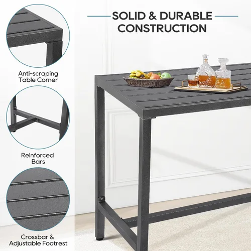 Miniatura 4 de Mesa de bar para exteriores, mesa consola de altura de pub para patio con marco de acero con revestimiento de polvo, parte superior resistente a