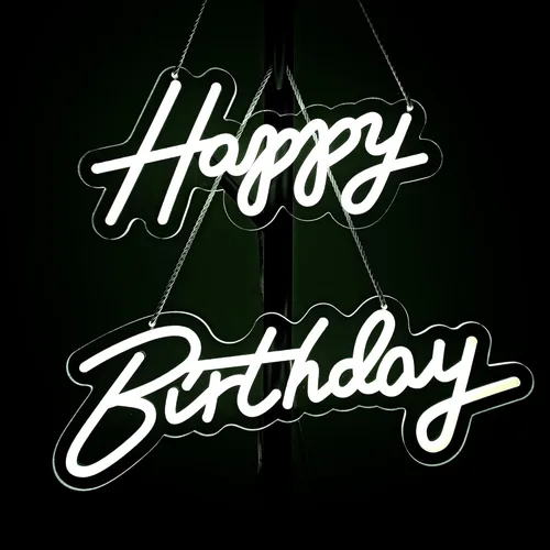 28 x 6 pulgadas, letrero de neón de feliz cumpleaños, luces de pared para cerveza, bar, club, dormitorio, hotel, pub, cafetería, boda, fiesta de