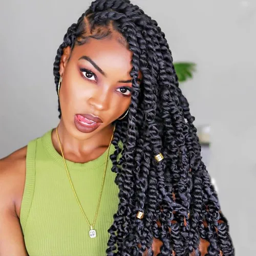 Miniatura 57 de Cabello Passion Twist de 12 pulgadas, 8 paquetes, cabello de ganchillo pretrenzado para mujeres negras, cabello rizado de ganchillo preenlazado, 1b#