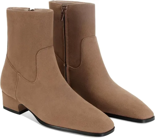 Miniatura 15 de Women's Ankle Boots Square Toe Low Chunky Block Heel Booties Comfortable Short Boots Side Zipper Booties Shoes