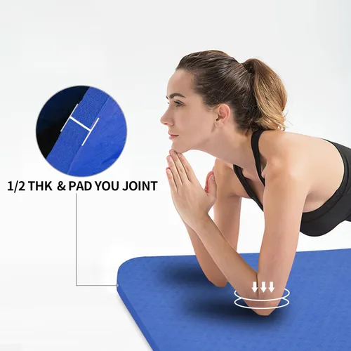 Miniatura 7 de Hatha Yoga Alfombrilla de Yoga Grande de TPE 6'x4'x1/2" Extra Gruesa Antideslizante - para Yoga, Pilates y Entrenamientos de Gimnasio en Casa Azul