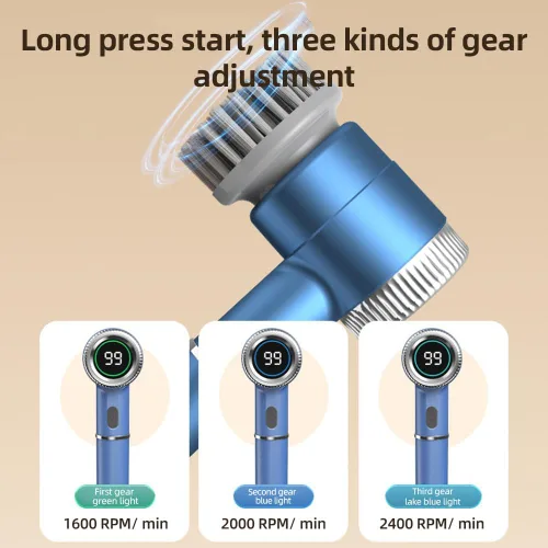 Miniatura 3 de Decdeal Juego de cepillos de limpieza eléctricos, limpiador giratorio eléctrico inalámbrico, impermeable, 3 velocidades, pantalla digital, limpiador