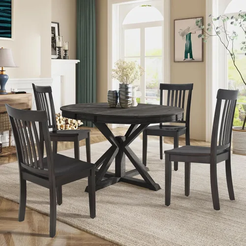 Miniatura 10 de COLAMY Juego de 6 sillas de comedor de madera, silla auxiliar de cocina Windsor con respaldo alto, sillas de comedor de granja para cocina, comedor