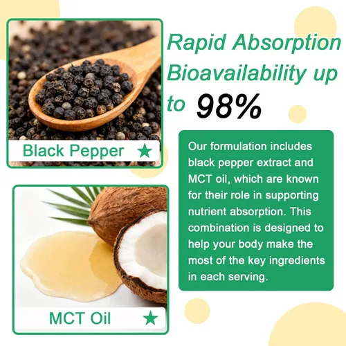 Miniatura 5 de Suplemento de curcumina de cúrcuma gotas con 95% de curcuminoides, complejo líquido de cúrcuma de absorción mejorada, 1000 mg con propóleo de abeja