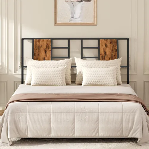 Miniatura 2 de MAHANCRIS Cabecera de cama de metal industrial con patas ajustables y adaptadores compatibles, se adapta a la mayoría de marcos de cama