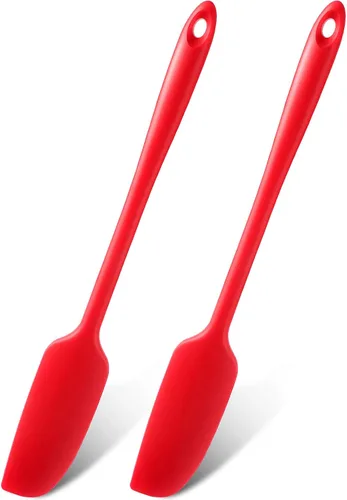 Patelai 2 piezas de espátulas de silicona con mango largo, raspador de goma antiadherente, resistente al calor, espátula de silicona para frascos,