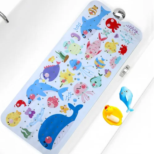 Miniatura 8 de Tapete de Baño para Bebé para Bañera Antideslizante para Niños, Tapete de Bañera Extra Largo de 40X16 Pulgadas, Tapete de Baño y Ducha para Niños