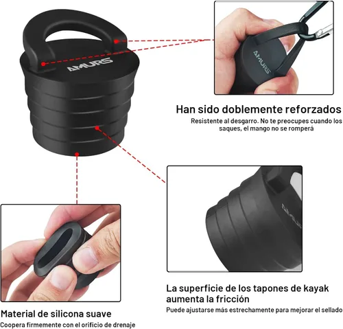 Miniatura 3 de Kit de tapones para kayak, tapones de drenaje con mango de silicona, tapones universales para kayak para sentarse en la parte superior de kayak, 8