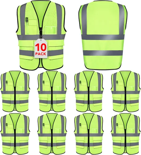 Miniatura 10 de XPCARE Chalecos de seguridad reflectantes para mujeres y hombres, chaleco de seguridad de alta visibilidad con bolsillos y cremallera frontal