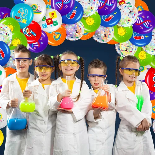 Miniatura 5 de Capoda 60 globos de ciencia para fiestas, globos de látex científicos, decoración de cumpleaños con temática científica para el aula, suministros
