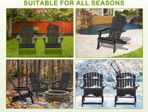 Miniatura 7 de Silla Adirondack plegable, sillas Adirondack para todo tipo de clima, sillas de césped, sillas de patio al aire libre con reposabrazos ancho, juego