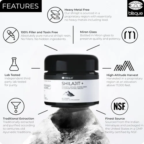 Miniatura 3 de Blisque – Suplemento de resina de shilajit orgánico puro del Himalaya Auténtico y natural Grado A dorado Contiene ácido fúlvico