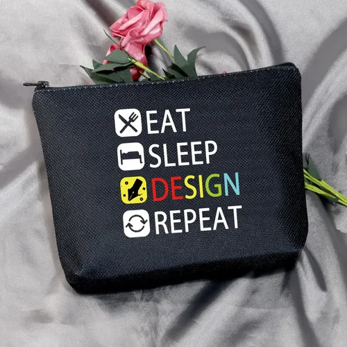 Miniatura 2 de MEIKIUP Regalo de diseñador Comer Dormir Diseño Repetir Maquillaje Bolsa Regalo para Diseñador de Interiores Diseñador Gr, Design Repeat Bag Negro