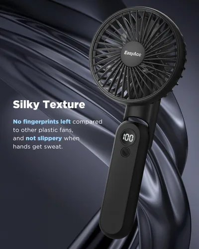 Miniatura 7 de EasyAcc Ventilador de mano 3 en 1, mini ventilador de mano de 5000 mAh [ultra silencioso potente] -5 velocidades/alimentación de respaldo/luz