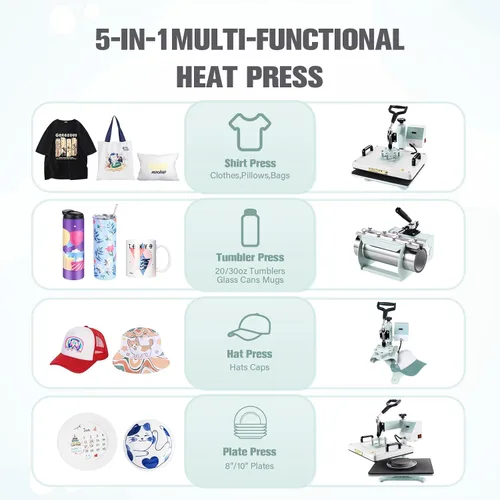 Miniatura 2 de BetterSub - Máquina de prensa de calor 5 en 1 de 12 x 15 pulgadas, prensa de sublimación de calidad industrial con accesorio para vaso de 30oz