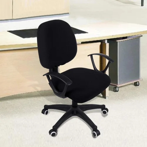 Miniatura 8 de Smiry Fundas elásticas de jacquard para silla de oficina de computadora, extraíbles y lavables, fundas universales para silla giratoria de Negro