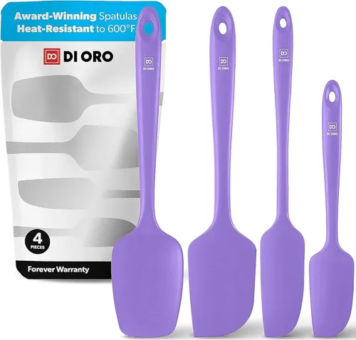 Juego de espátulas de silicona DI ORO - Espátulas de cocina de goma para hornear, cocinar y mezclar - Espátulas rallador de silicona resistentes al