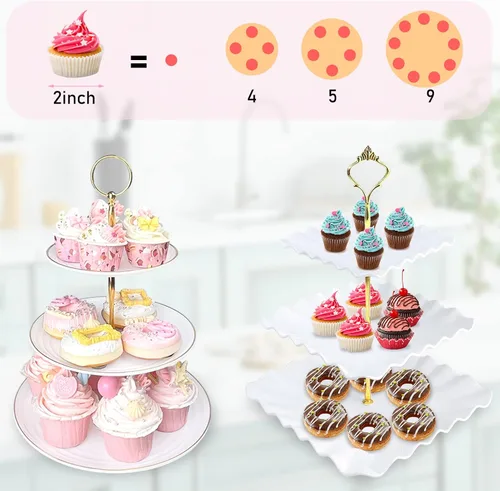Miniatura 3 de Juego de 10 soportes para cupcakes, juego de exhibición de mesa de postres, soporte de exhibición de cupcakes, soporte de nivel para cupcakes con 4