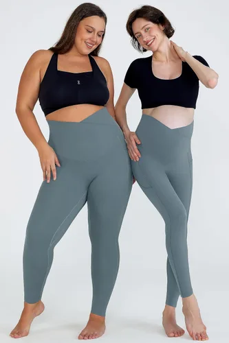 Miniatura 7 de POSHDIVAH Leggings de maternidad para mujer, sobre el vientre, V, cintura alta, pantalones de yoga para embarazo, ropa de entrenamiento activo
