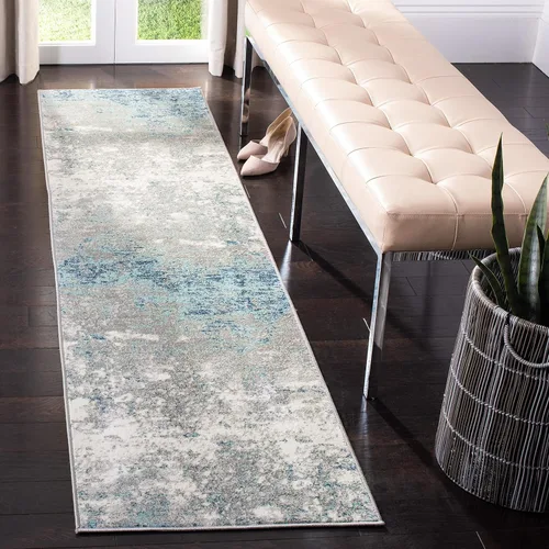 Miniatura 12 de SAFAVIEH Jasper Collection - Alfombra decorativa de 2 x 4 pies, gris y azul, diseño abstracto moderno, no desprende pelusa y de fácil cuidado, ideal