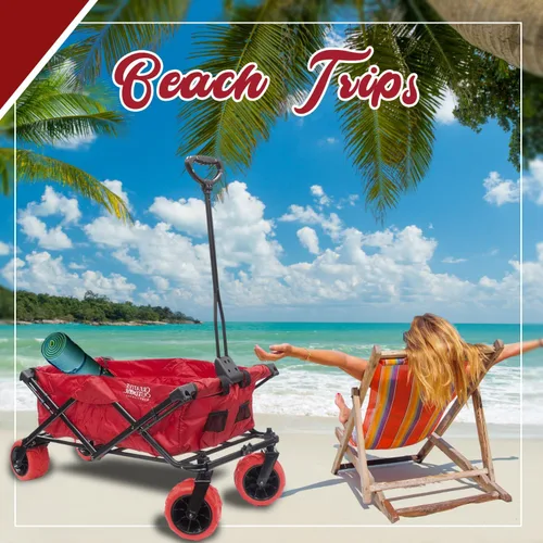 Miniatura 4 de Cochecito creativo al aire libre para niños, capacidad de peso de 150 libras, carrito plegable todo terreno con toldo para carga, playa, parque