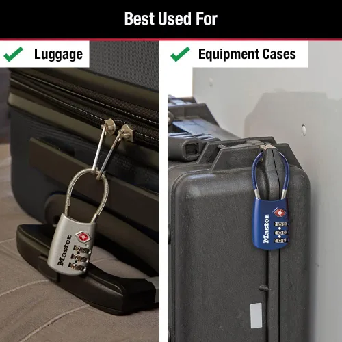 Miniatura 3 de Master Lock Establece tu propia combinación de candado de equipaje aprobado por la TSA, el candado con cremallera de viaje es perfecto para maletas