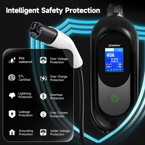 Miniatura 8 de Cargador Tesla, cargador EV de nivel 2 para Tesla 40Amp 240V con enchufe NEMA 14-50, corriente y temporizador ajustables, cable de carga Tesla de 25