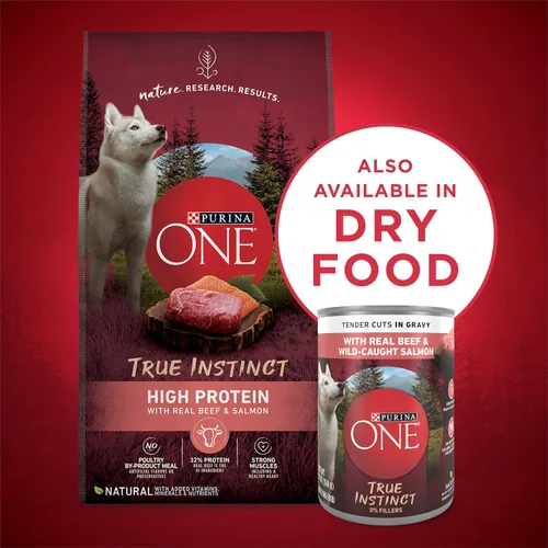 Miniatura 7 de Purina ONE Alimento húmedo para perros con alto contenido de proteínas True Instinct Cortes tiernos en salsa de comida para perros con carne de res