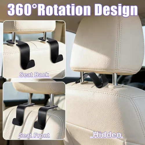 Miniatura 4 de BFXM Paquete de 6 ganchos para reposacabezas de asiento de automóvil, accesorios de automóvil para mujeres y hombres, gancho de soporte para colgar