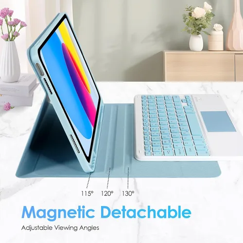 Miniatura 3 de LAMA Funda con Teclado Touchpad para iPad (A16) 11ª generación 2025/10ª generación 2022, funda tipo folio con soporte para lápiz, trackpad