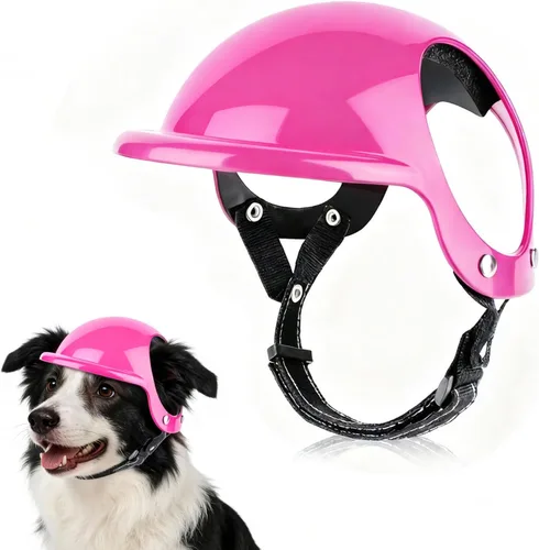 Miniatura 12 de LESYPET Casco para perro para perros pequeños, casco de motocicleta ajustable para perros con diseño de agujero para las orejas, ideal para montar