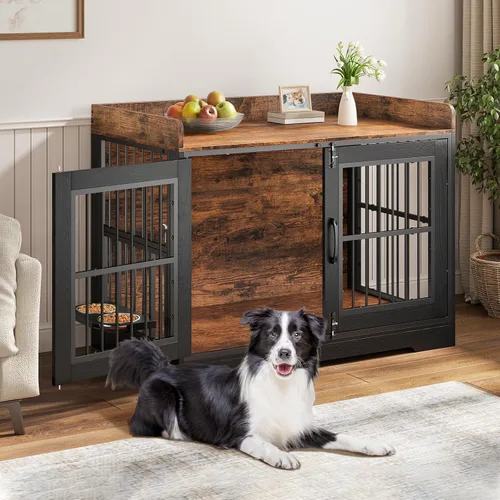 Miniatura 12 de VOPEAK Mueble de jaula para perros de 27.5", jaula para perros resistente a mordiscos para perros pequeños y cachorros, jaulas para perros